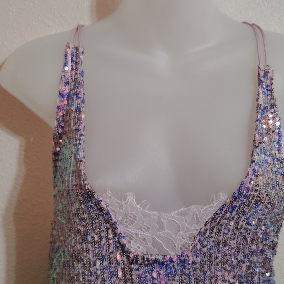 Free People Rise & Shine Sheer Lavender Mini Dress Size XS - Picture 4 of 8